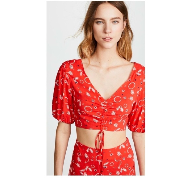 Free People Danni Jane Printed Short Sleeve Blouse - Picture 1 of 9